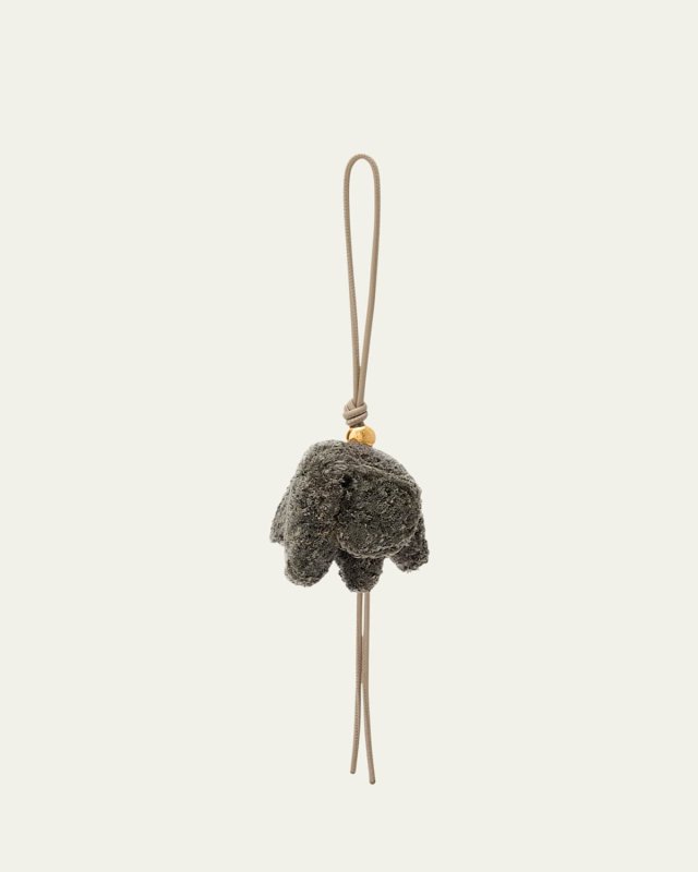 Elephant Bag Charm in Raffia and Leather